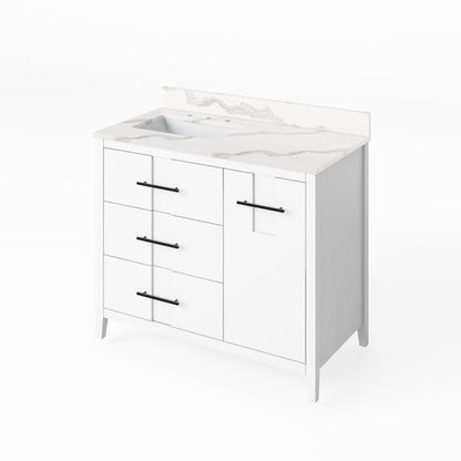 Jeffrey Alexander - 42 Inch Katara Vanity, left offset with Vanity Top and undermount rectangle bowl