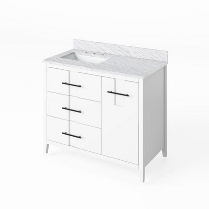 Jeffrey Alexander - 42 Inch Katara Vanity, left offset with Vanity Top and undermount rectangle bowl