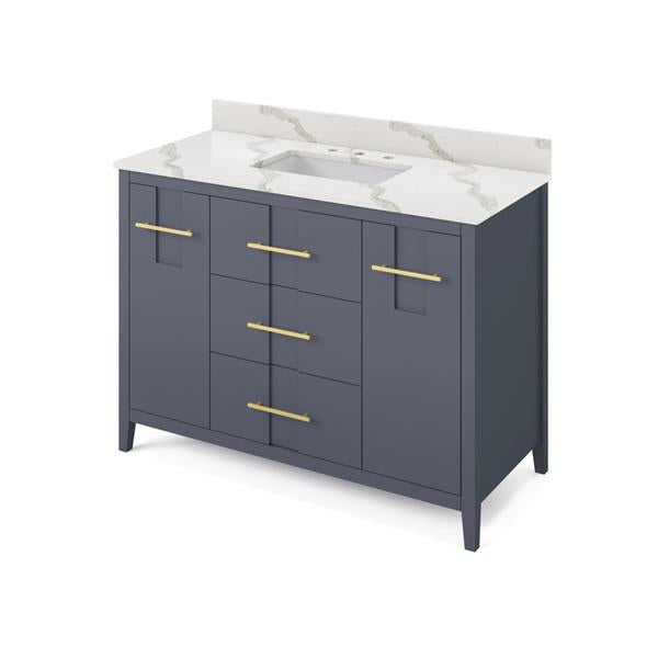 Jeffrey Alexander - 48 Inch Katara Vanity with Vanity Top and undermount rectangle bowl