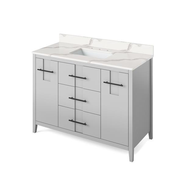 Jeffrey Alexander - 48 Inch Katara Vanity with Vanity Top and undermount rectangle bowl