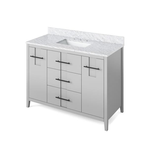 Jeffrey Alexander - 48 Inch Katara Vanity with Vanity Top and undermount rectangle bowl