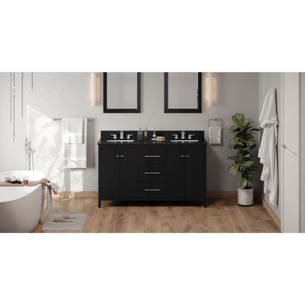 Jeffrey Alexander - 60 Inch Katara Vanity with Vanity Top and two undermount rectangle bowls