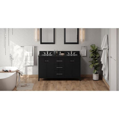 Jeffrey Alexander - 60 Inch Katara Vanity with Vanity Top and two undermount rectangle bowls