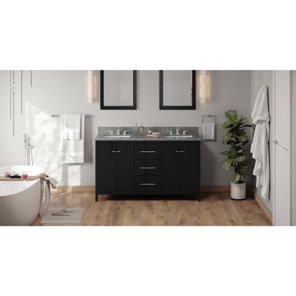 Jeffrey Alexander - 60 Inch Katara Vanity with Vanity Top and two undermount rectangle bowls