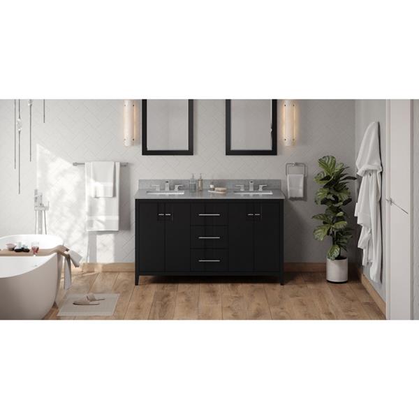 Jeffrey Alexander - 60 Inch Katara Vanity with Vanity Top and two undermount rectangle bowls