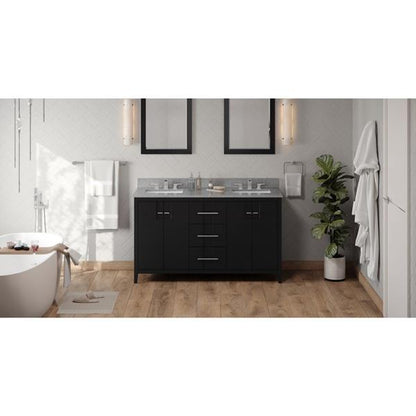 Jeffrey Alexander - 60 Inch Katara Vanity with Vanity Top and two undermount rectangle bowls