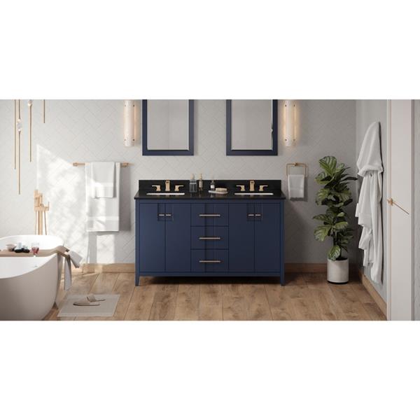 Jeffrey Alexander - 60 Inch Katara Vanity with Vanity Top and two undermount rectangle bowls