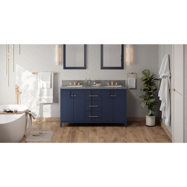 Jeffrey Alexander - 60 Inch Katara Vanity with Vanity Top and two undermount rectangle bowls