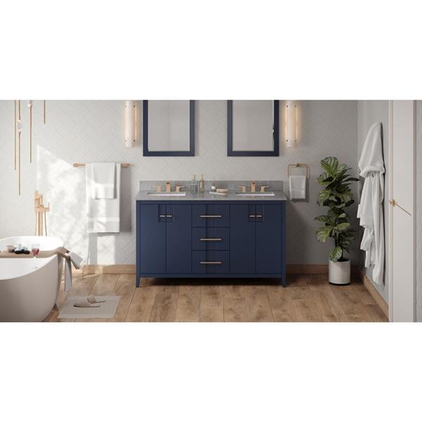 Jeffrey Alexander - 60 Inch Katara Vanity with Vanity Top and two undermount rectangle bowls