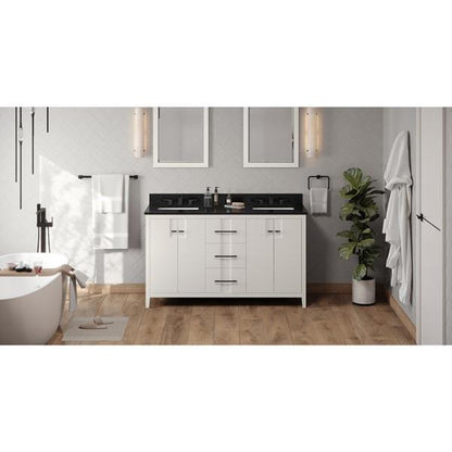 Jeffrey Alexander - 60 Inch Katara Vanity with Vanity Top and two undermount rectangle bowls