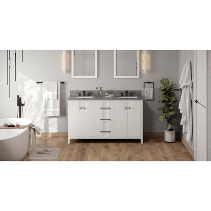Jeffrey Alexander - 60 Inch Katara Vanity with Vanity Top and two undermount rectangle bowls