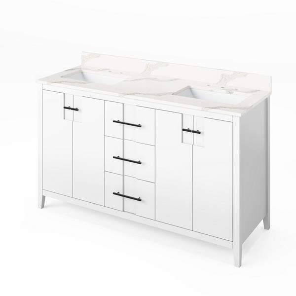 Jeffrey Alexander - 60 Inch Katara Vanity with Vanity Top and two undermount rectangle bowls