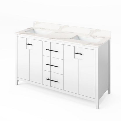Jeffrey Alexander - 60 Inch Katara Vanity with Vanity Top and two undermount rectangle bowls