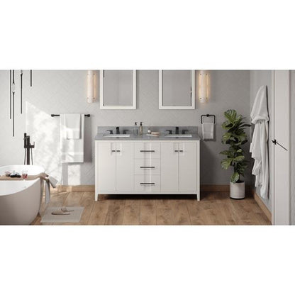 Jeffrey Alexander - 60 Inch Katara Vanity with Vanity Top and two undermount rectangle bowls
