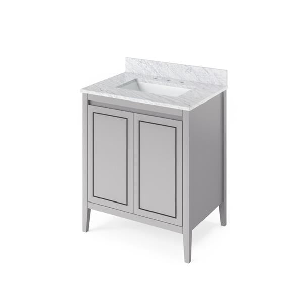 Jeffrey Alexander - 30 Inch Percival Vanity with Vanity Top and undermount rectangle bowl