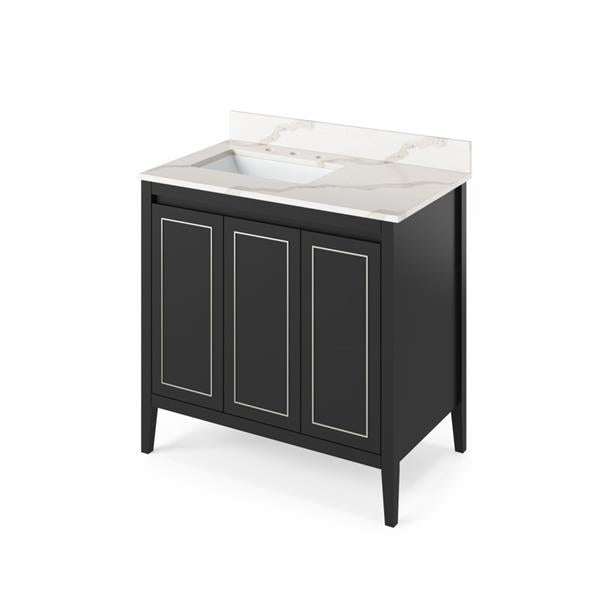 Jeffrey Alexander - 36 Inch Percival Vanity, left offset with Vanity Top and undermount rectangle bowl