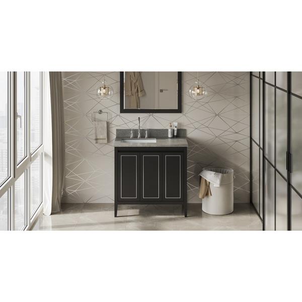 Jeffrey Alexander - 36 Inch Percival Vanity, left offset with Vanity Top and undermount rectangle bowl