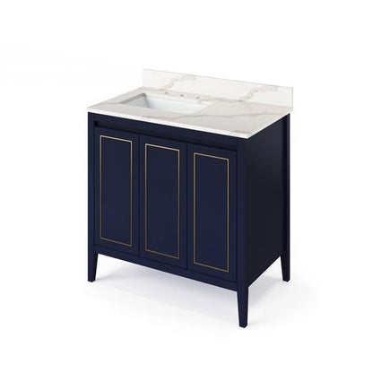 Jeffrey Alexander - 36 Inch Percival Vanity, left offset with Vanity Top and undermount rectangle bowl