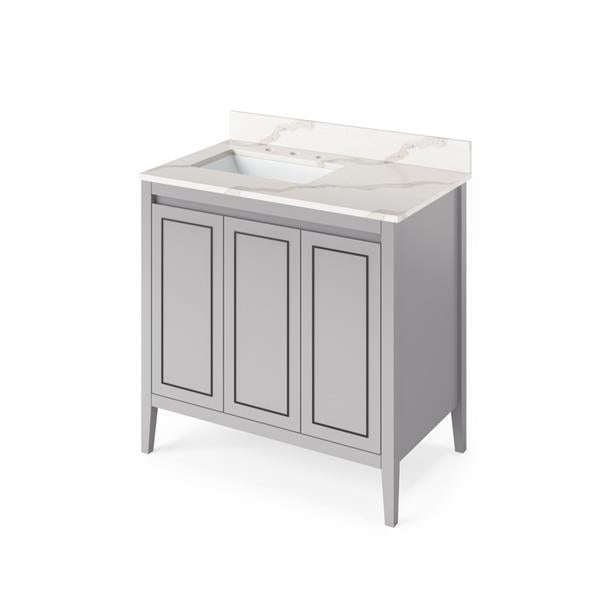 Jeffrey Alexander - 36 Inch Percival Vanity, left offset with Vanity Top and undermount rectangle bowl