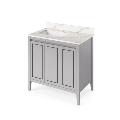 Jeffrey Alexander - 36 Inch Percival Vanity, left offset with Vanity Top and undermount rectangle bowl