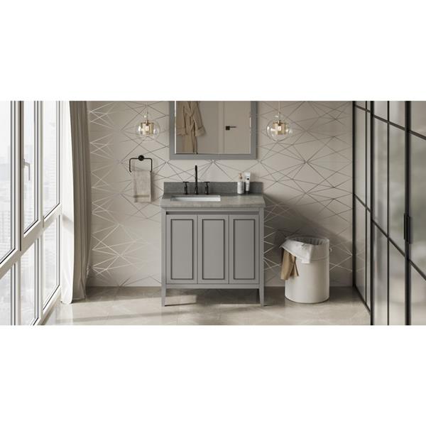 Jeffrey Alexander - 36 Inch Percival Vanity, left offset with Vanity Top and undermount rectangle bowl