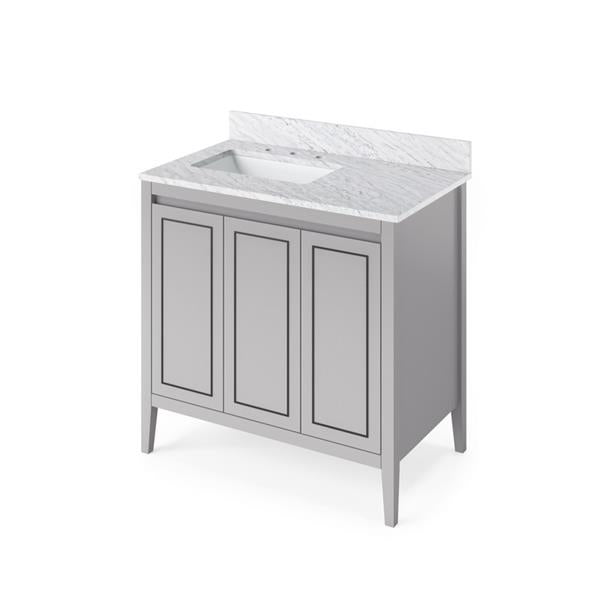 Jeffrey Alexander - 36 Inch Percival Vanity, left offset with Vanity Top and undermount rectangle bowl