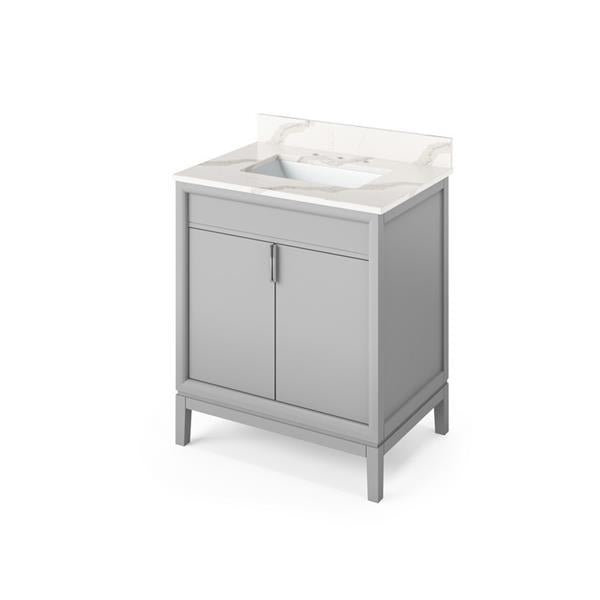 Jeffrey Alexander - 30 Inch Theodora Vanity with Vanity Top and undermount rectangle bowl