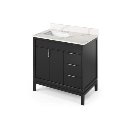 Jeffrey Alexander - 36 Inch Theodora Vanity, left offset with Vanity Top and undermount rectangle bowl
