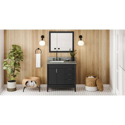 Jeffrey Alexander - 36 Inch Theodora Vanity, left offset with Vanity Top and undermount rectangle bowl