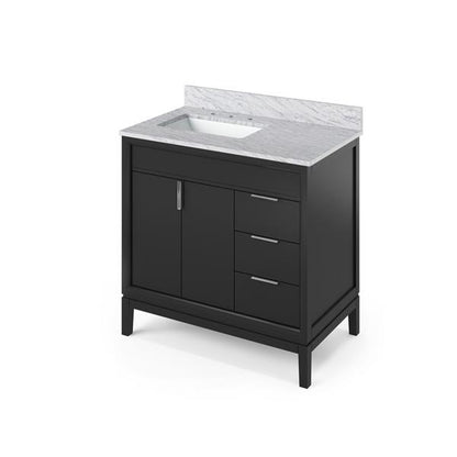 Jeffrey Alexander - 36 Inch Theodora Vanity, left offset with Vanity Top and undermount rectangle bowl