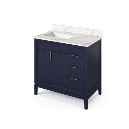Jeffrey Alexander - 36 Inch Theodora Vanity, left offset with Vanity Top and undermount rectangle bowl