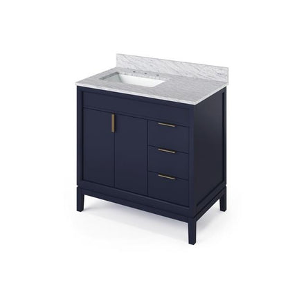 Jeffrey Alexander - 36 Inch Theodora Vanity, left offset with Vanity Top and undermount rectangle bowl
