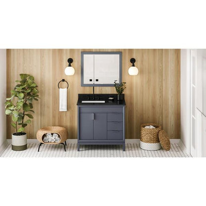 Jeffrey Alexander - 36 Inch Theodora Vanity, left offset with Vanity Top and undermount rectangle bowl