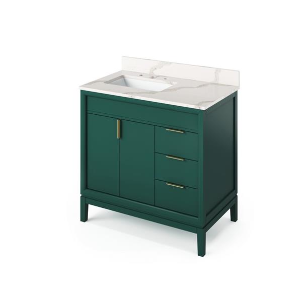 Jeffrey Alexander - 36 Inch Theodora Vanity, left offset with Vanity Top and undermount rectangle bowl