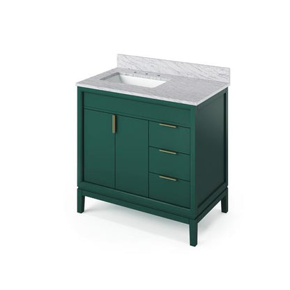 Jeffrey Alexander - 36 Inch Theodora Vanity, left offset with Vanity Top and undermount rectangle bowl