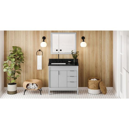 Jeffrey Alexander - 36 Inch Theodora Vanity, left offset with Vanity Top and undermount rectangle bowl