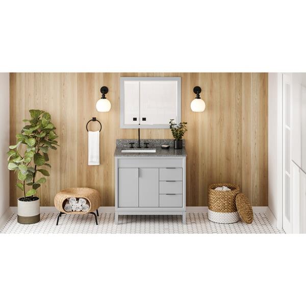 Jeffrey Alexander - 36 Inch Theodora Vanity, left offset with Vanity Top and undermount rectangle bowl