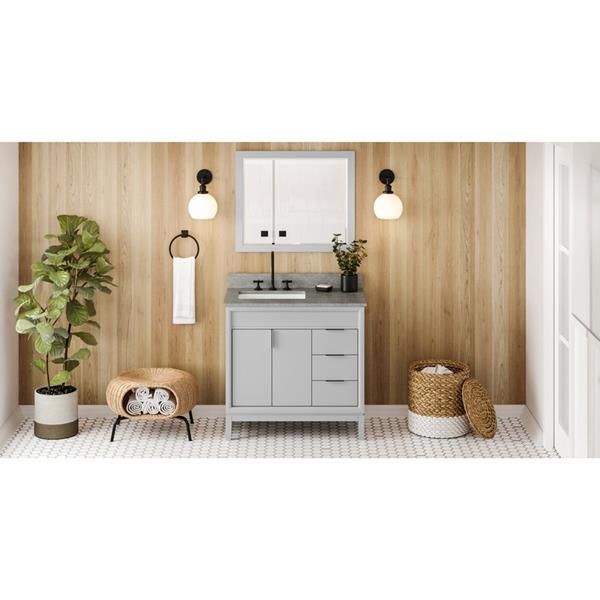 Jeffrey Alexander - 36 Inch Theodora Vanity, left offset with Vanity Top and undermount rectangle bowl