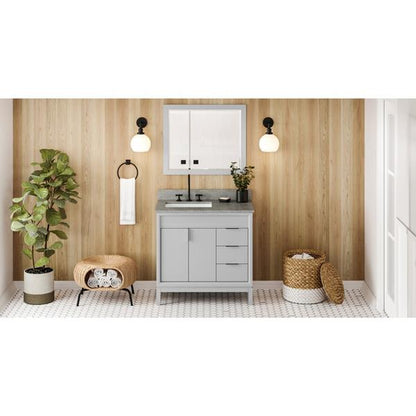 Jeffrey Alexander - 36 Inch Theodora Vanity, left offset with Vanity Top and undermount rectangle bowl