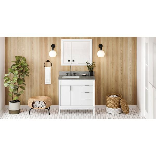 Jeffrey Alexander - 36 Inch Theodora Vanity, left offset with Vanity Top and undermount rectangle bowl