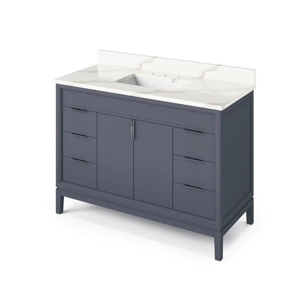 Jeffrey Alexander - 48 Inch Theodora Vanity with Vanity Top and undermount rectangle bowl