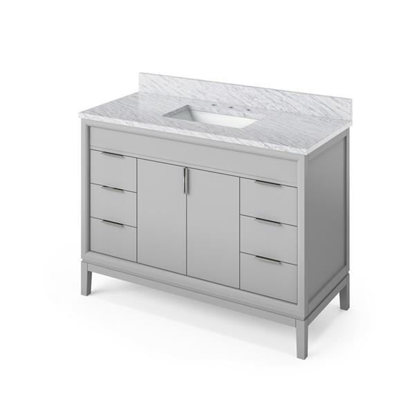 Jeffrey Alexander - 48 Inch Theodora Vanity with Vanity Top and undermount rectangle bowl