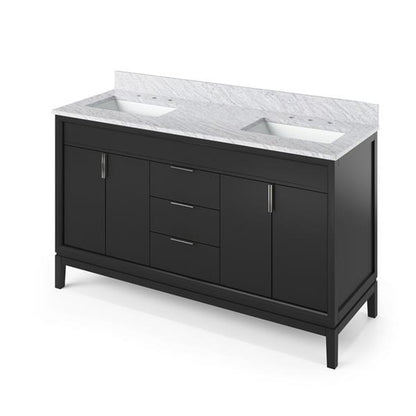 Jeffrey Alexander - 60 Inch Theodora Vanity with Vanity Top and double rectangle bowls