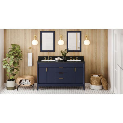 Jeffrey Alexander - 60 Inch Theodora Vanity with Vanity Top and double rectangle bowls