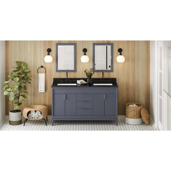 Jeffrey Alexander - 60 Inch Theodora Vanity with Vanity Top and double rectangle bowls