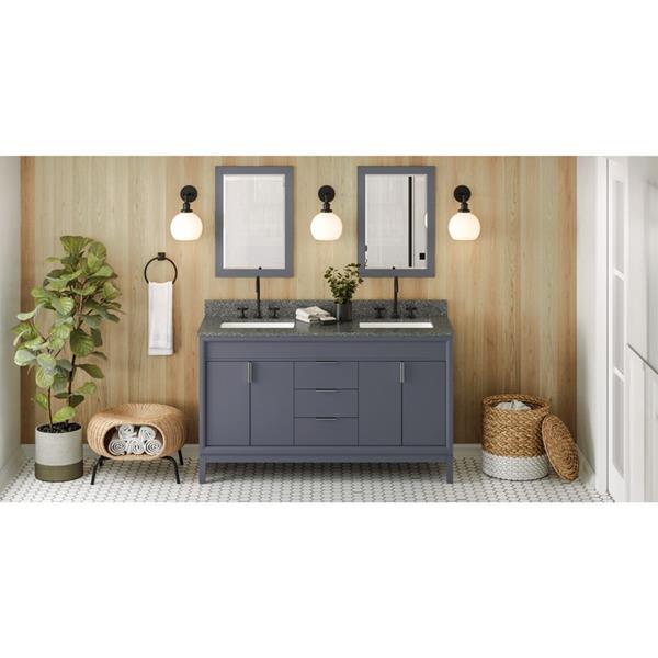 Jeffrey Alexander - 60 Inch Theodora Vanity with Vanity Top and double rectangle bowls