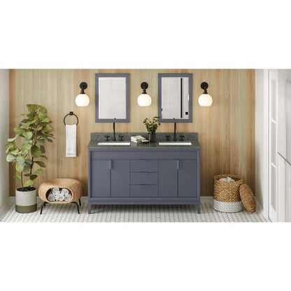 Jeffrey Alexander - 60 Inch Theodora Vanity with Vanity Top and double rectangle bowls