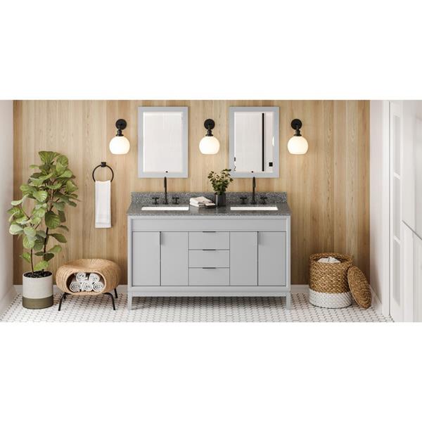 Jeffrey Alexander - 60 Inch Theodora Vanity with Vanity Top and double rectangle bowls
