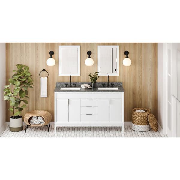 Jeffrey Alexander - 60 Inch Theodora Vanity with Vanity Top and double rectangle bowls