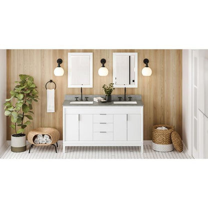 Jeffrey Alexander - 60 Inch Theodora Vanity with Vanity Top and double rectangle bowls
